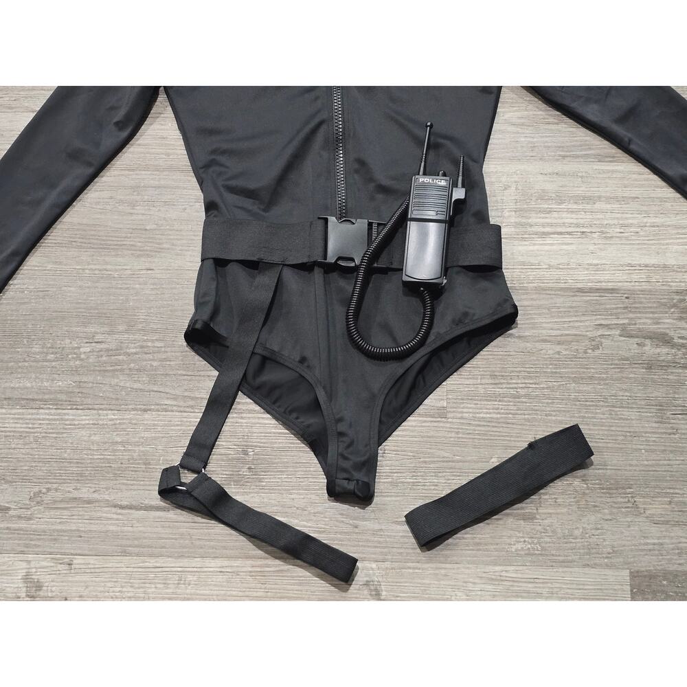 Leg Avenue Black Sexy SWAT Babe Halloween Costume Police Officer Cop Bodysuit - Picture 5 of 8